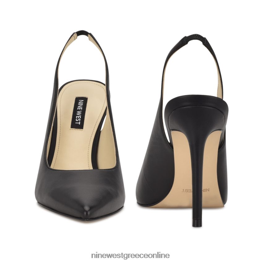 Nine West φτερά μυτερά δάχτυλα slingback αντλίες μαύρο δέρμα 48BFPH1573