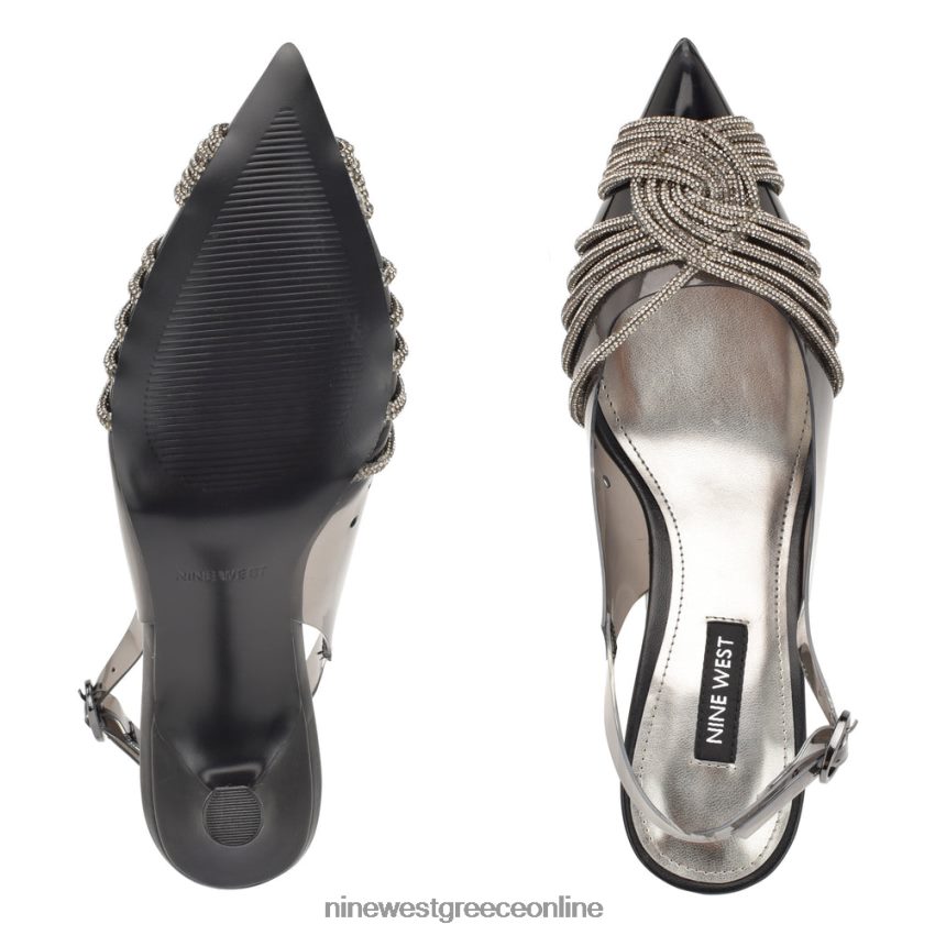 Nine West αντλίες slingback nalan μαύρο/διαφανές κρύσταλλο 48BFPH1274