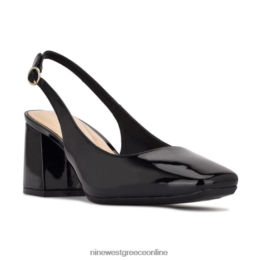 Nine West αντλίες slingback vila 9x9 μαύρη πατέντα 48BFPH1103