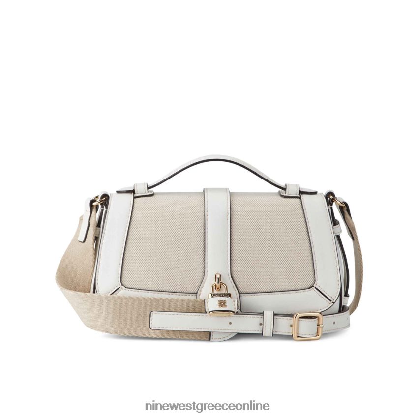 Nine West shirin flap χιαστί οπτικός λευκός καμβάς 48BFPH2540