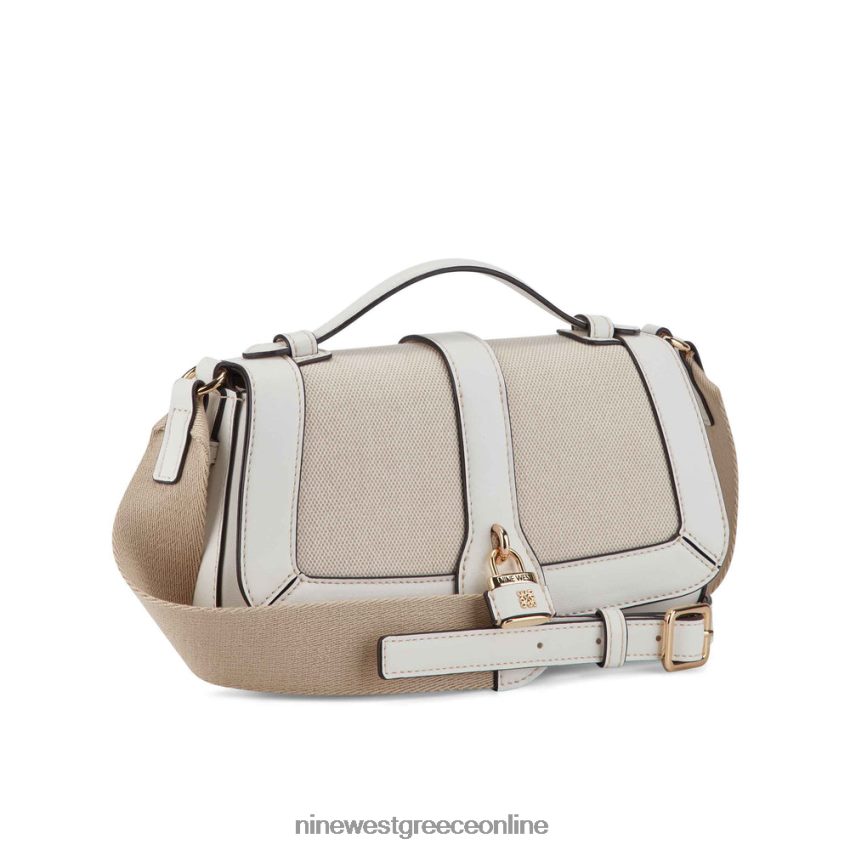 Nine West shirin flap χιαστί οπτικός λευκός καμβάς 48BFPH2540