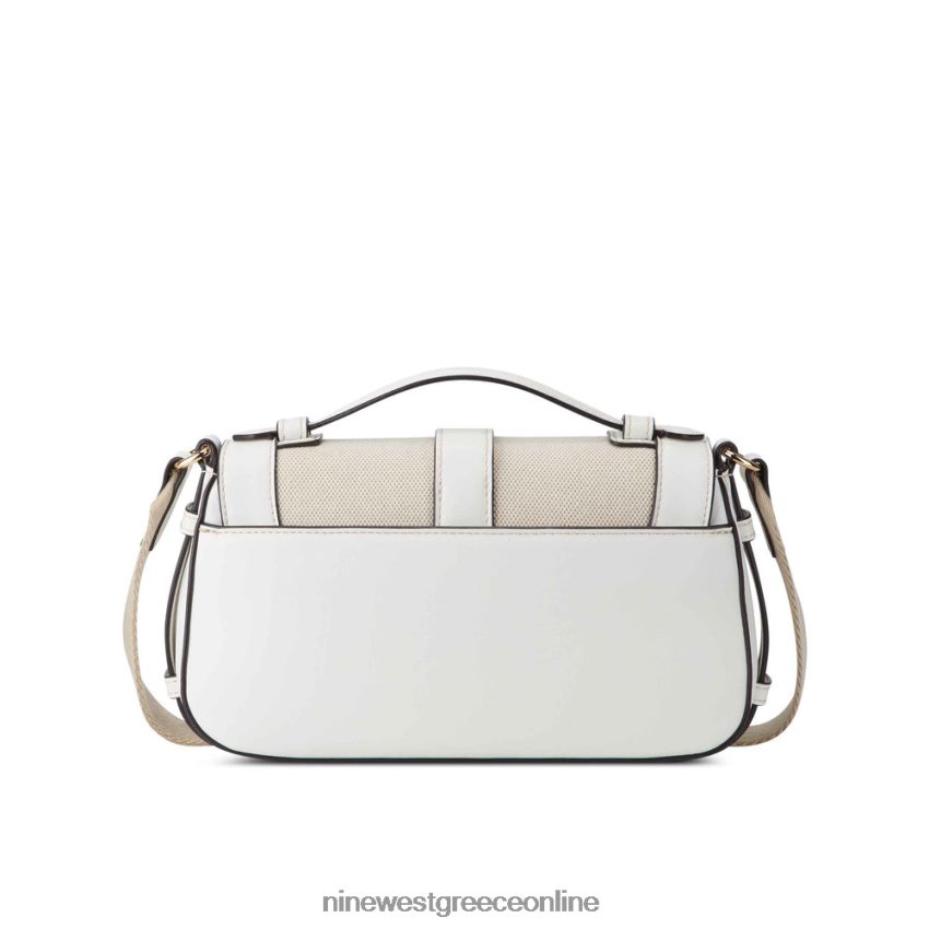 Nine West shirin flap χιαστί οπτικός λευκός καμβάς 48BFPH2540