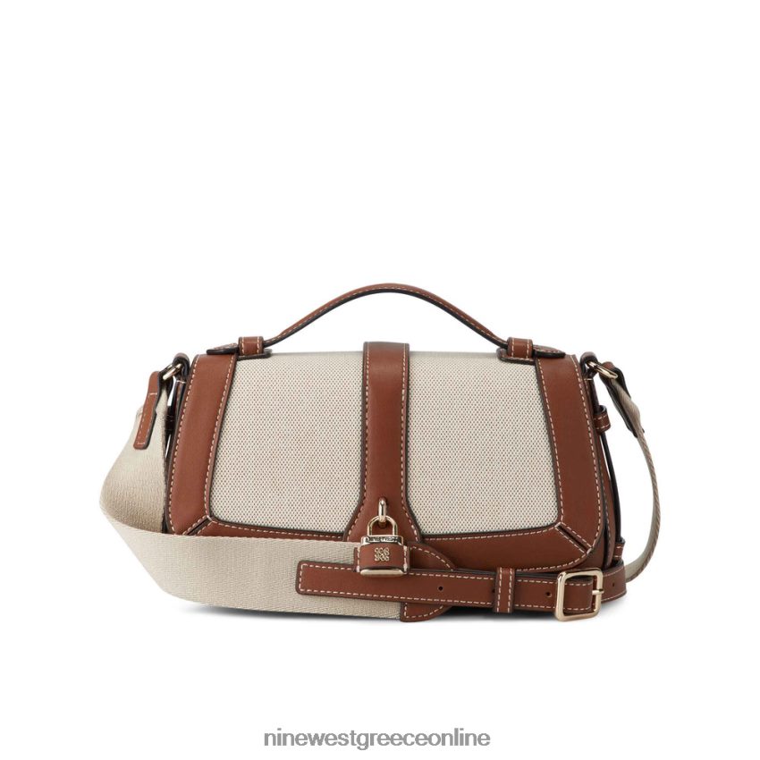 Nine West shirin flap χιαστί σέλα μαύρισμα καμβάς 48BFPH2541