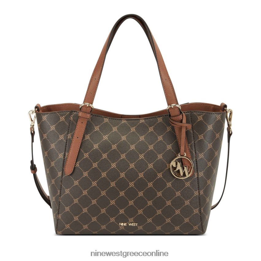 Nine West Kylee medium trap tote καφέ λογότυπο/μαύρισμα 48BFPH2698