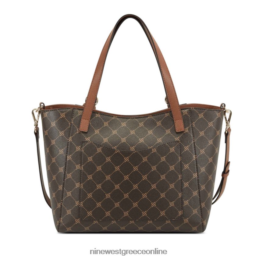 Nine West Kylee medium trap tote καφέ λογότυπο/μαύρισμα 48BFPH2698